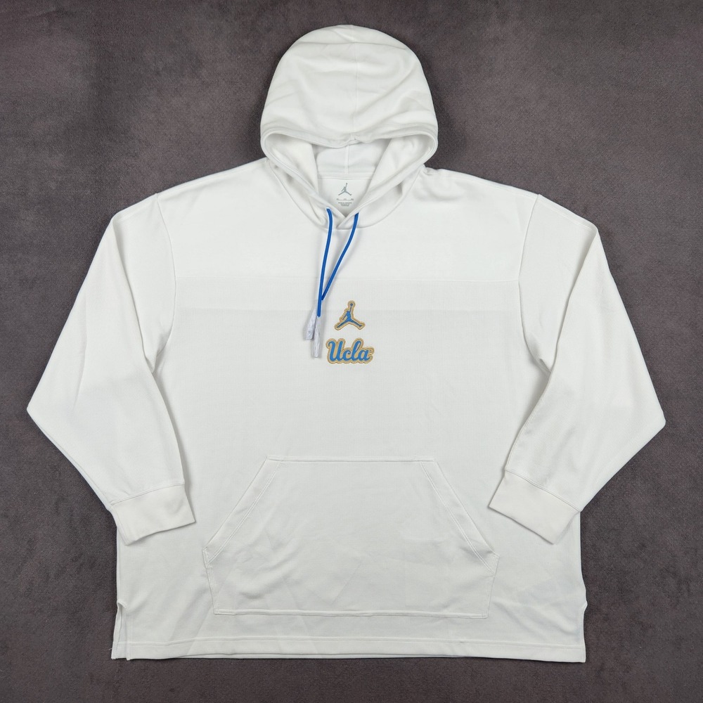 UCLA Bruins Jordan Hoodie Mens 3XL White Jumpman Pullover Waffle Knit Thermal